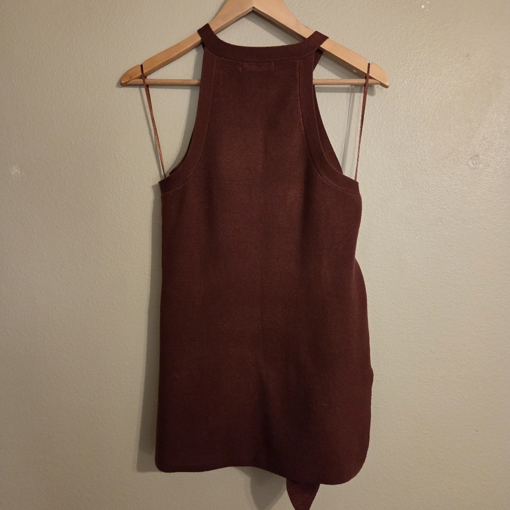 ANTHROPOLOGIE Annette Rusty Brownβ Knit Belted Sleeveless Halter Tank Women's XS - Picture 6 of 12